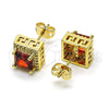 Gold Filled Ring — Stud Earring Cluster and Greek Key Design with — alternate product view — SKU 151921 | Oro Laminado anillo — Stud Earring Cluster and Greek Key diseño with — SKU 151921