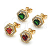 Gold Filled Ring — Stud Earring with Garnet Cubic Zirconia and White — alternate product view — SKU 151924 | Oro Laminado anillo — Stud Earring with Garnet Cubic Zirconia and blanco — SKU 151924