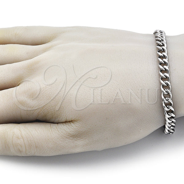 Stainless Steel Bracelet — Basic Bracelet Miami Cuban Design Polished Raw 03. — alternate product view — SKU 151929 | Acero Inoxidable brazalete — básico Bracelet Miami Cuban diseño pulido Raw 03. — SKU 151929