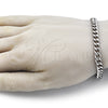 Stainless Steel Basic Bracelet, Miami Cuban Design, Polished, Raw, 03.278.0006.08 (07 MM Thickness, 8 Inches Length)