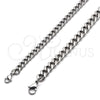 Stainless Steel Basic Bracelet, Miami Cuban Design, Polished, Raw, 03.278.0006.08 (07 MM Thickness, 8 Inches Length)