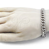 Stainless Steel Basic Bracelet, Miami Cuban Design, Polished, Raw, 03.278.0007.08 (09 MM Thickness, 8 Inches Length)