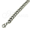 Stainless Steel Basic Bracelet, Miami Cuban Design, Polished, Raw, 03.278.0007.08 (09 MM Thickness, 8 Inches Length)