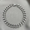 Stainless Steel Basic Bracelet, Miami Cuban Design, Polished, Raw, 03.278.0007.08 (09 MM Thickness, 8 Inches Length)