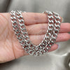 Stainless Steel Necklace and Bracelet, Miami Cuban Design, Polished, Raw, 06.278.0002