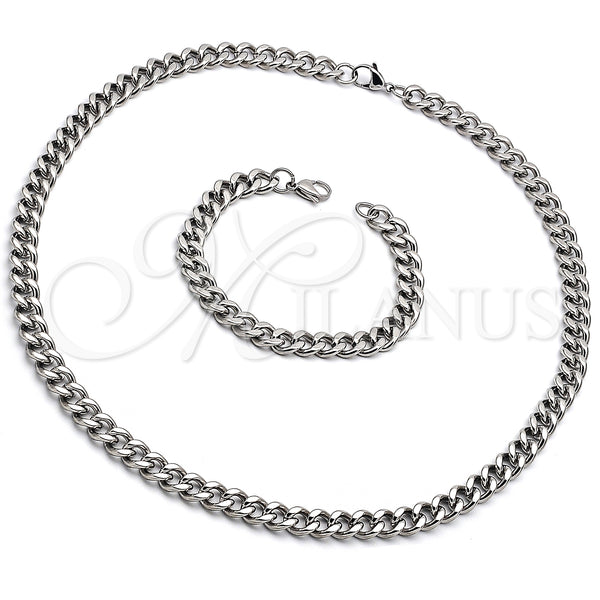 Stainless Steel Bracelet — Necklace and Bracelet Miami Cuban Design Polished Raw — alternate product view — SKU 151932 | Acero Inoxidable brazalete — Necklace and Bracelet Miami Cuban diseño pulido Raw — SKU 151932