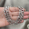 Stainless Steel Necklace and Bracelet, Figaro Design, Polished, Raw, 06.278.0003