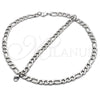Stainless Steel Necklace and Bracelet, Figaro Design, Polished, Raw, 06.278.0003
