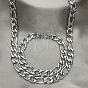 Stainless Steel Bracelet — Necklace and Bracelet Figaro Design Polished Raw 06. — main product view — SKU 151934 | Acero Inoxidable brazalete — Necklace and Bracelet Figaro diseño pulido Raw 06. — SKU 151934