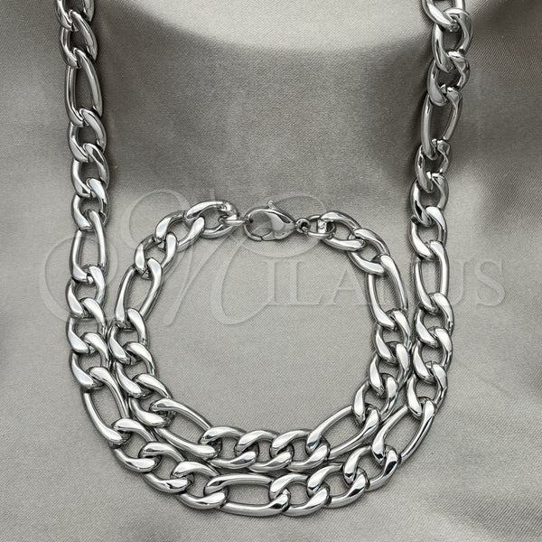 Stainless Steel Bracelet — Necklace and Bracelet Figaro Design Polished Raw 06. — main product view — SKU 151934 | Acero Inoxidable brazalete — Necklace and Bracelet Figaro diseño pulido Raw 06. — SKU 151934