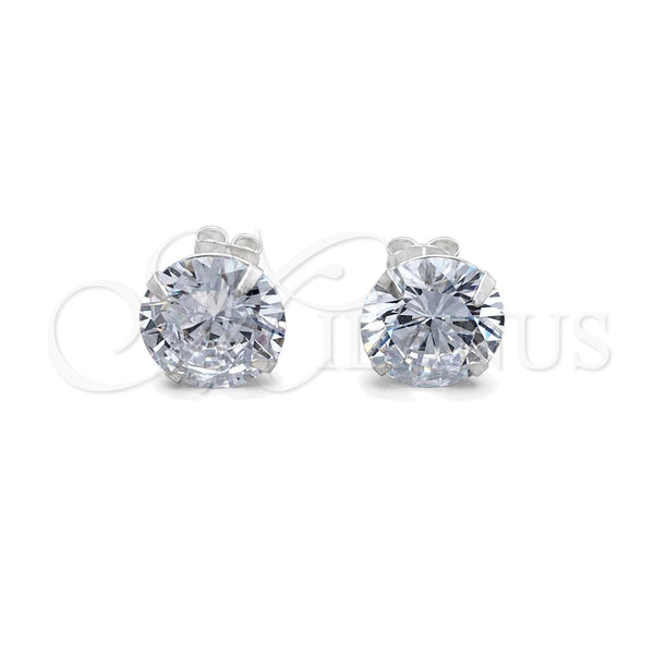 Sterling Silver Stud Earring, with White Cubic Zirconia, Polished, Silver Finish, 02.401.0054.12
