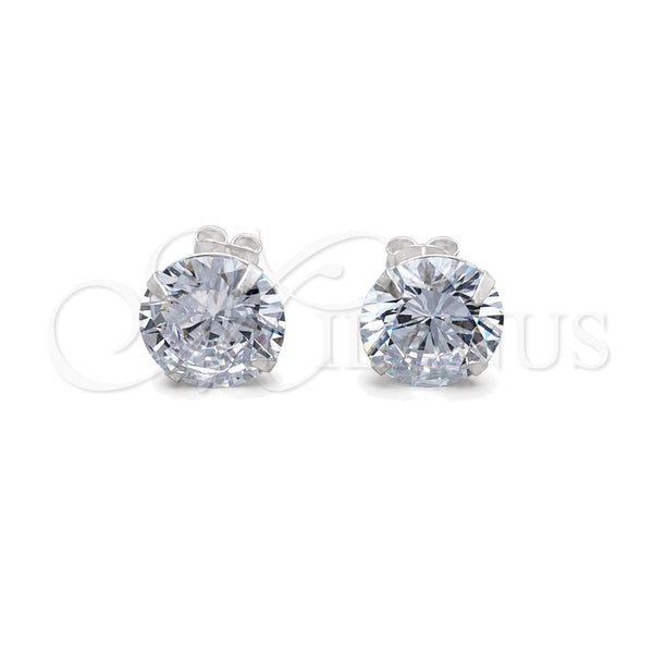 Sterling Silver Stud Earring, with White Cubic Zirconia, Polished, Silver Finish, 02.401.0054.12