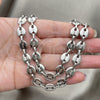 Stainless Steel Necklace and Bracelet, Puff Mariner Design, Polished, Raw, 06.278.0006