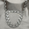 Stainless Steel Necklace and Bracelet, Puff Mariner Design, Polished, Raw, 06.278.0006