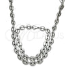 Stainless Steel Necklace and Bracelet, Puff Mariner Design, Polished, Raw, 06.278.0006