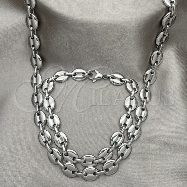 Stainless Steel Bracelet — Necklace and Bracelet Puff Mariner Design Polished Raw — main product view — SKU 151944 | Acero Inoxidable brazalete — Necklace and Bracelet Puff Mariner diseño pulido Raw — SKU 151944