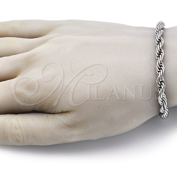 Stainless Steel Bracelet — Basic Bracelet Rope Design Polished Raw 03. 06 — alternate product view — SKU 151945 | Acero Inoxidable brazalete — básico Bracelet Rope diseño pulido Raw 03. 06 — SKU 151945
