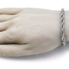 Stainless Steel Basic Bracelet, Rope Design, Polished, Raw, 03.278.0012.8 (06 MM Thickness, 8 Inches Length)