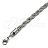 Stainless Steel Basic Bracelet, Rope Design, Polished, Raw, 03.278.0012.8 (06 MM Thickness, 8 Inches Length)
