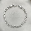 Stainless Steel Basic Bracelet, Rope Design, Polished, Raw, 03.278.0012.8 (06 MM Thickness, 8 Inches Length)