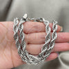 Stainless Steel Necklace and Bracelet, Rope Design, Polished, Raw, 06.278.0008