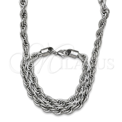 Stainless Steel Necklace and Bracelet, Rope Design, Polished, Raw, 06.278.0008 for wholesale, main product view