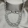 Stainless Steel Necklace and Bracelet, Rope Design, Polished, Raw, 06.278.0008