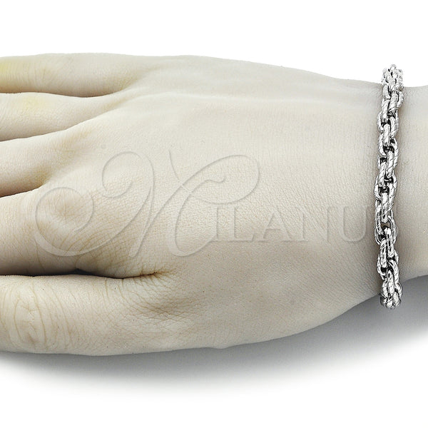 Stainless Steel Bracelet — Basic Bracelet Rope Design Diamond Cutting Raw 03. — alternate product view — SKU 151949 | Acero Inoxidable brazalete — básico Bracelet Rope diseño Diamond Cutting Raw 03. — SKU 151949