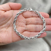 Stainless Steel Basic Bracelet, Rope Design, Diamond Cutting Finish, Raw, 03.278.0014.08 (06 MM Thickness, 8 Inches Length)