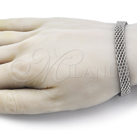 Stainless Steel Basic Bracelet, Bismark Design, Polished, Raw, 03.278.0016.08 (08 MM Thickness, 8 Inches Length)