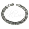 Stainless Steel Basic Bracelet, Bismark Design, Polished, Raw, 03.278.0016.08 (08 MM Thickness, 8 Inches Length)