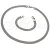Stainless Steel Necklace and Bracelet, Bismark Design, Polished, Raw, 06.278.0011