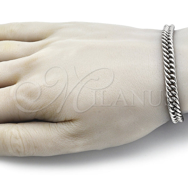 Stainless Steel Bracelet — Basic Bracelet Miami Cuban Design Polished Raw 03. — alternate product view — SKU 151957 | Acero Inoxidable brazalete — básico Bracelet Miami Cuban diseño pulido Raw 03. — SKU 151957