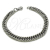 Stainless Steel Basic Bracelet, Miami Cuban Design, Polished, Raw, 03.278.0018.08 (07 MM Thickness, 8 Inches Length)