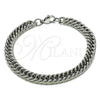 Stainless Steel Basic Bracelet, Miami Cuban Design, Polished, Raw, 03.278.0018.08 (07 MM Thickness, 8 Inches Length)