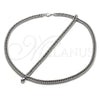 Stainless Steel Necklace and Bracelet, Miami Cuban Design, Polished, Raw, 06.278.0013