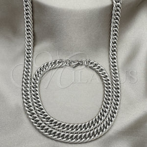 Stainless Steel Bracelet — Necklace and Bracelet Miami Cuban Design Polished Raw — main product view — SKU 151958 | Acero Inoxidable brazalete — Necklace and Bracelet Miami Cuban diseño pulido Raw — SKU 151958