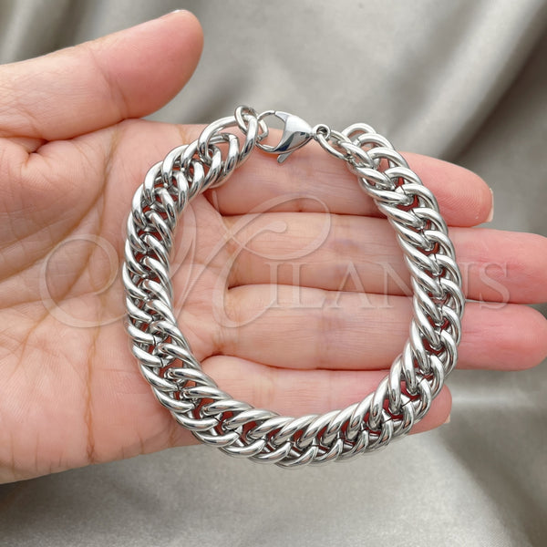 Stainless Steel Bracelet — Basic Bracelet Miami Cuban Design Polished Raw 03. — alternate product view — SKU 151959 | Acero Inoxidable brazalete — básico Bracelet Miami Cuban diseño pulido Raw 03. — SKU 151959