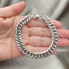 Stainless Steel Basic Bracelet, Miami Cuban Design, Polished, Raw, 03.278.0019.08 (10 MM Thickness, 8 Inches Length)