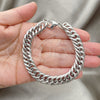 Stainless Steel Basic Bracelet, Miami Cuban Design, Polished, Raw, 03.278.0019.08 (10 MM Thickness, 8 Inches Length)