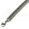 Stainless Steel Basic Bracelet, Miami Cuban Design, Polished, Raw, 03.278.0019.08 (10 MM Thickness, 8 Inches Length)