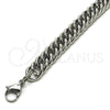 Stainless Steel Basic Bracelet, Miami Cuban Design, Polished, Raw, 03.278.0019.08 (10 MM Thickness, 8 Inches Length)