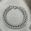 Stainless Steel Basic Bracelet, Miami Cuban Design, Polished, Raw, 03.278.0019.08 (10 MM Thickness, 8 Inches Length)