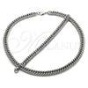 Stainless Steel Necklace and Bracelet, Miami Cuban Design, Polished, Raw, 06.278.0014