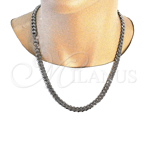 Stainless Steel Bracelet — Necklace and Bracelet Concave Cuban Design Polished Raw — alternate product view — SKU 151962 | Acero Inoxidable brazalete — Necklace and Bracelet Concave Cuban diseño pulido Raw — SKU 151962
