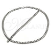 Stainless Steel Necklace and Bracelet, Concave Cuban Design, Polished, Raw, 06.278.0015