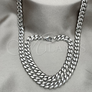 Stainless Steel Bracelet — Necklace and Bracelet Concave Cuban Design Polished Raw — main product view — SKU 151962 | Acero Inoxidable brazalete — Necklace and Bracelet Concave Cuban diseño pulido Raw — SKU 151962