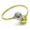 Oro Laminado Individual Bangle, Gold Filled Style Ball and Disco Design, Polished, Two Tone, 07.383.0004 (05 MM Thickness, One size fits all)