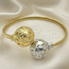 Oro Laminado Individual Bangle, Gold Filled Style Ball and Disco Design, Polished, Two Tone, 07.383.0004 (05 MM Thickness, One size fits all)