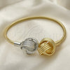 Oro Laminado Individual Bangle, Gold Filled Style Love Knot Design, Diamond Cutting Finish, Two Tone, 07.383.0005